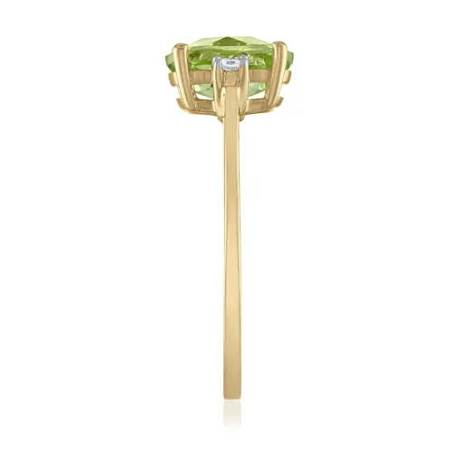 Oval Peridot & Diamond Accent Ring In 14K Yellow Gold