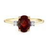 Oval Red Garnet & Diamond Accent Ring In 14K Yellow Gold