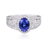 Oval Tanzanite & Diamond Ring In 10K White Gold (1/3 Ct. Tw.)
