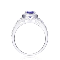 Oval Tanzanite & Diamond Ring In 10K White Gold (1/3 Ct. Tw.)