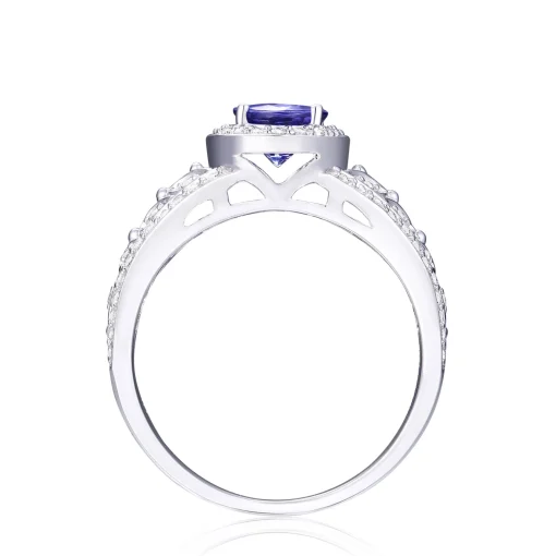 Oval Tanzanite & Diamond Ring In 10K White Gold (1/3 Ct. Tw.)