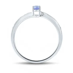 Oval Tanzanite & Diamond Ring In 10K White Gold
