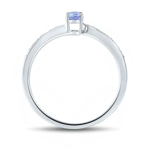 Oval Tanzanite & Diamond Ring In 10K White Gold