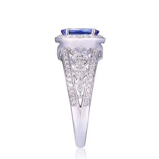 Oval Tanzanite & Diamond Ring In 10K White Gold (1/3 Ct. Tw.)