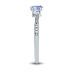 Oval Tanzanite & Diamond Ring In 10K White Gold