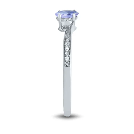 Oval Tanzanite & Diamond Ring In 10K White Gold
