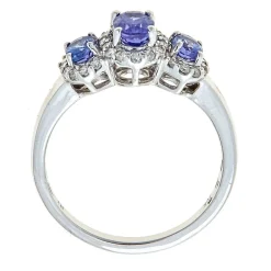 Oval Tanzanite & Diamond Three-Stone Ring In 10K White Gold (1/4 Ct. Tw.)
