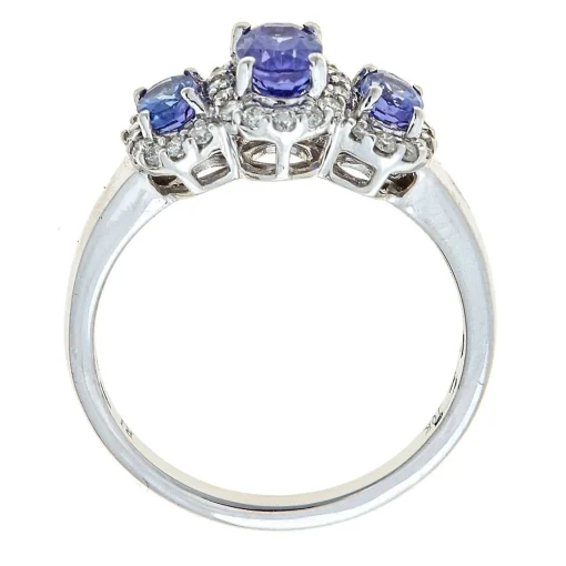 Oval Tanzanite & Diamond Three-Stone Ring In 10K White Gold (1/4 Ct. Tw.)