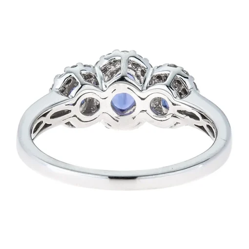 Oval Tanzanite & Diamond Three-Stone Ring In 10K White Gold (1/4 Ct. Tw.)