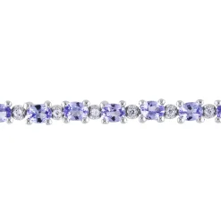 Oval Tanzanite & White Topaz Bracelet In Sterling Silver