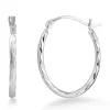 Oval Twist Hoop Earrings In 14K White Gold