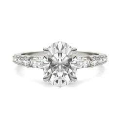 Oval-Shaped Lab Created Moissanite Engagement Ring In 14K White Gold