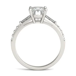 Oval-Shaped Lab Created Moissanite Engagement Ring In 14K White Gold