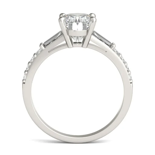 Oval-Shaped Lab Created Moissanite Engagement Ring In 14K White Gold