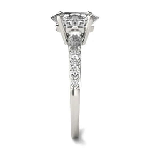 Oval-Shaped Lab Created Moissanite Engagement Ring In 14K White Gold