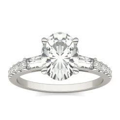 Oval-Shaped Lab Created Moissanite Engagement Ring In 14K White Gold