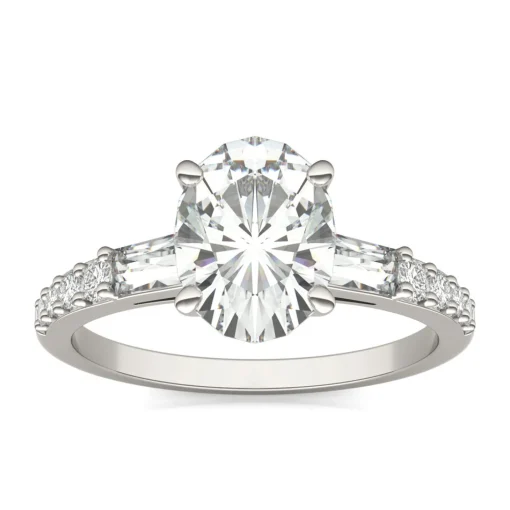 Oval-Shaped Lab Created Moissanite Engagement Ring In 14K White Gold