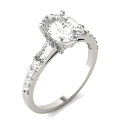 Oval-Shaped Lab Created Moissanite Engagement Ring In 14K White Gold
