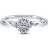 Oval-Shaped Lab Grown Diamond Halo Twist Promise Ring In 14K White Gold (1/5 Ct. Tw.)