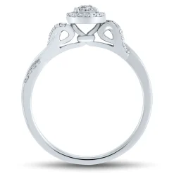 Oval-Shaped Lab Grown Diamond Halo Twist Promise Ring In 14K White Gold (1/5 Ct. Tw.)