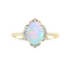 Oval-Shaped Opal And Diamond Ring In 10K Yellow Gold