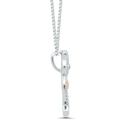 Owl Pendant With Black Diamond Accents In Sterling Silver
