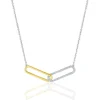 Paperclip Link Necklace In Sterling Silver & 10K Yellow Gold (1/10 Ct. Tw.)