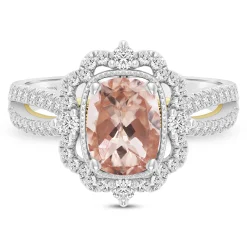 Paulette Morganite & Diamond Engagement Ring In 14K White Gold (1/2 Ct. Tw.)