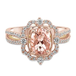 Paulette Morganite & Diamond Engagement Ring In 14K Rose Gold (1/2 Ct. Tw.)