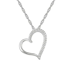 Pave Diamond Heart Pendant In 10K White Gold (1/3 Ct. Tw.)