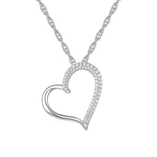Pave Diamond Heart Pendant In 10K White Gold (1/3 Ct. Tw.)