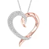 Pave Diamond Heart Pendant In 10K Rose & White Gold (1/5 Ct. Tw.)