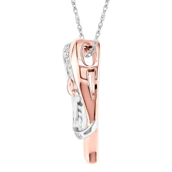 Pave Diamond Heart Pendant In 10K Rose & White Gold (1/5 Ct. Tw.)