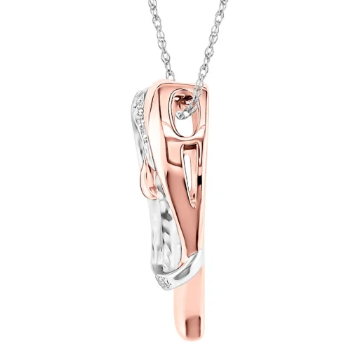 Pave Diamond Heart Pendant In 10K Rose & White Gold (1/5 Ct. Tw.)