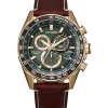 Pcat Men's Watch In Leather & Yellow Gold-Tone Ion-Plated Stainless Steel, 43Mm