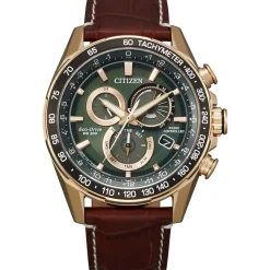 Pcat Men's Watch In Leather & Yellow Gold-Tone Ion-Plated Stainless Steel, 43Mm