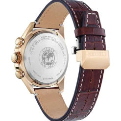 Pcat Men's Watch In Leather & Yellow Gold-Tone Ion-Plated Stainless Steel, 43Mm