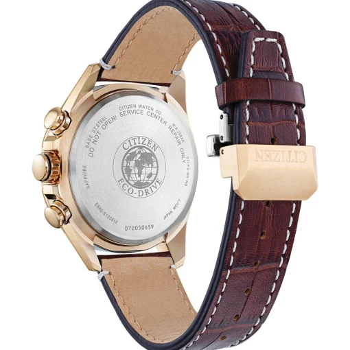 Pcat Men's Watch In Leather & Yellow Gold-Tone Ion-Plated Stainless Steel, 43Mm