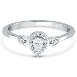 Pear Shaped Diamond Promise Ring In 10K White Gold (1/7 Ct. Tw.)