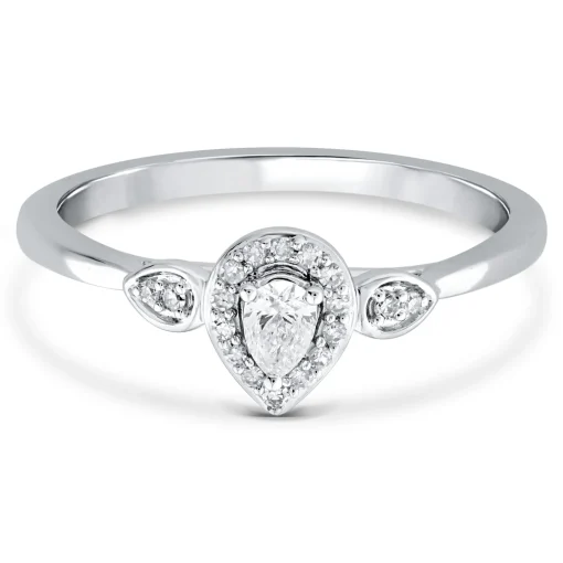 Pear Shaped Diamond Promise Ring In 10K White Gold (1/7 Ct. Tw.)