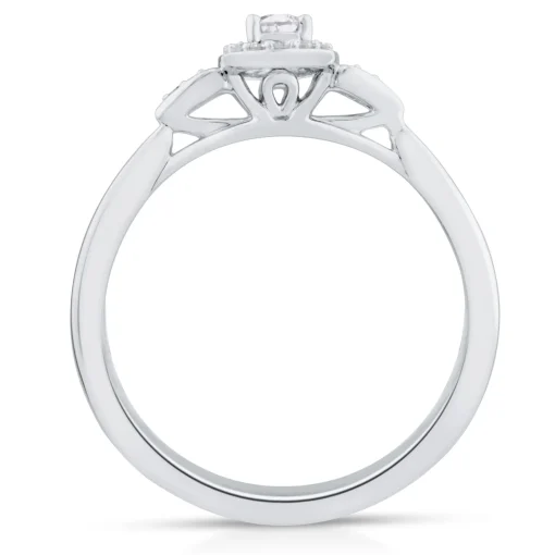 Pear Shaped Diamond Promise Ring In 10K White Gold (1/7 Ct. Tw.)