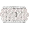 Pearl And Lab-Created White Sapphire Ring In Sterling Silver