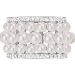 Pearl And Lab-Created White Sapphire Ring In Sterling Silver