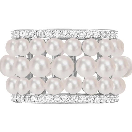 Pearl And Lab-Created White Sapphire Ring In Sterling Silver