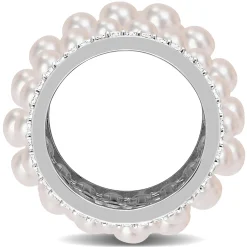Pearl And Lab-Created White Sapphire Ring In Sterling Silver