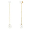 Pearl Drop Earrings In 10K Yellow Gold