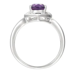 Pear-Shaped Amethyst & Lab Created White Sapphire Earring, Pendant & Ring Set In Sterling Silver