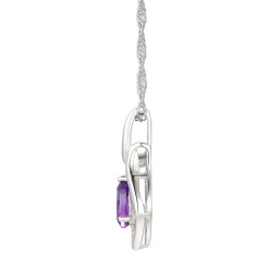 Pear-Shaped Amethyst & Lab Created White Sapphire Earring, Pendant & Ring Set In Sterling Silver