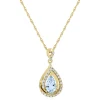 Pear-Shaped Aquamarine & Diamond Pendant In 10K Yellow Gold (1/5 Ct. Tw.)