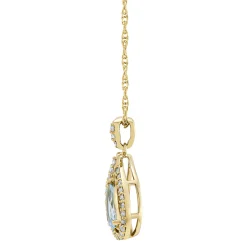 Pear-Shaped Aquamarine & Diamond Pendant In 10K Yellow Gold (1/5 Ct. Tw.)